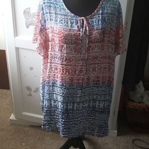 Red, white and blue embellished blouse/tunic